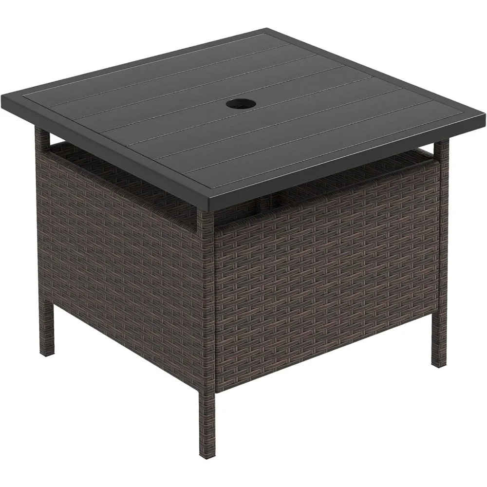 Umbrella Table, Outdoor Side Table with 2" Umbrella Hole, Rattan Umbrella Stand Holder, Heavy Duty Metal Frame
Umbrella Table, Outdoor Side Table with 2" Umbrella Hole, Rattan Umbrella Stand Holder, Heavy Duty Metal Frame