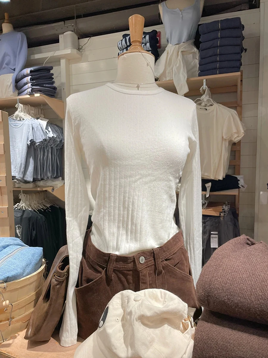 Eyelet White Long Sleeve Slim T-shirts Women Autumn O-neck Lace Trim Cotton Tee Tops Vintage Solid New Basic T Shirt Y2k Clothes
Eyelet White Long Sleeve Slim T-shirts Women Autumn O-neck Lace Trim Cotton Tee Tops Vintage Solid New Basic T Shirt Y2k Clothes