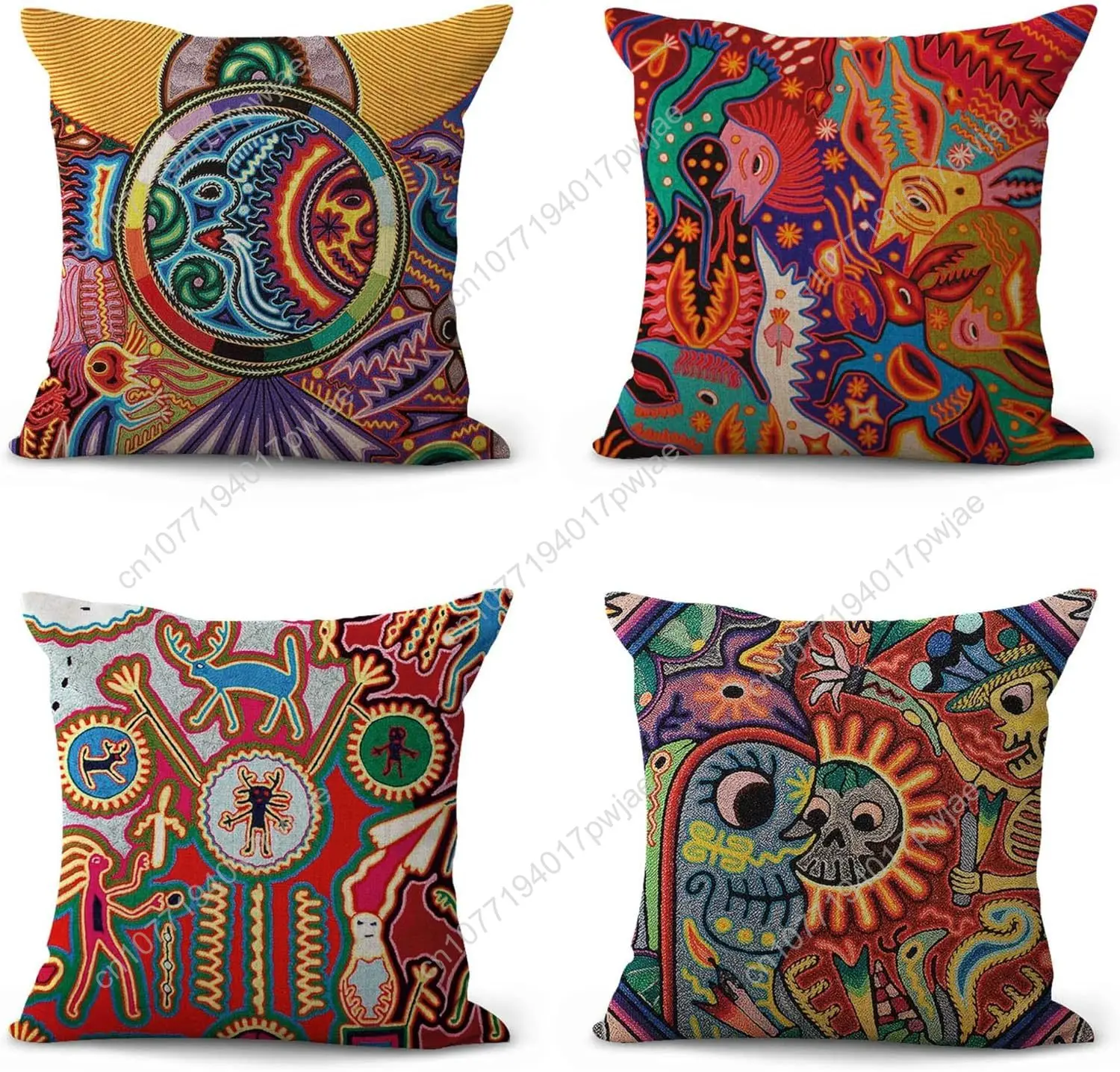 ArtSocket Set of 4 Linen Throw Pillow Covers Mexican Huichol Decorative Pillow Cases Home Decor Square 18x18 inches Pillowcases
ArtSocket Set of 4 Linen Throw Pillow Covers Mexican Huichol Decorative Pillow Cases Home Decor Square 18x18 inches Pillowcases