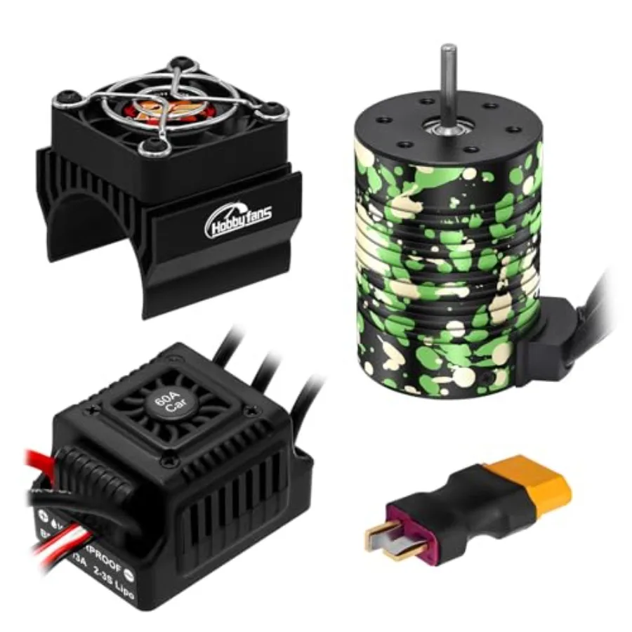 RC car truck application, aluminum alloy, black, waterproof and high-speed 4300KV brushless motor with integrated 60A ESC and h
RC car truck application, aluminum alloy, black, waterproof and high-speed 4300KV brushless motor with integrated 60A ESC and h