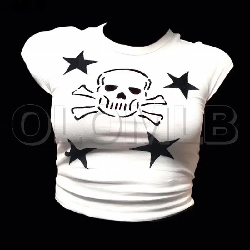 Aesthetic Star skull Print Women T-shirt Anime Kawaii 90's Crop Tops Summer Short Sleeve Tees Kpop Streetwear Y2K Clothes Lady
Aesthetic Star skull Print Women T-shirt Anime Kawaii 90's Crop Tops Summer Short Sleeve Tees Kpop Streetwear Y2K Clothes Lady