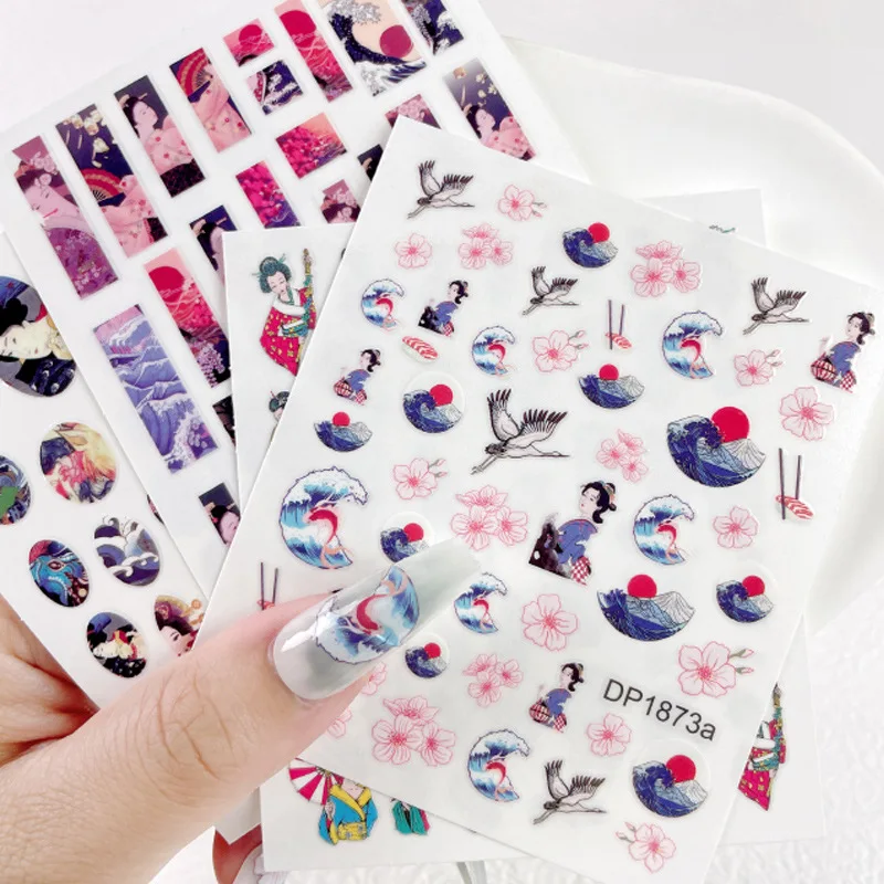 Ukiyoe Japanese Geisha Sakura Wave Nail Stickers Art Style Nail Accessories Unique Creative Self Adhesive Nail Supplies Decor
Ukiyoe Japanese Geisha Sakura Wave Nail Stickers Art Style Nail Accessories Unique Creative Self Adhesive Nail Supplies Decor