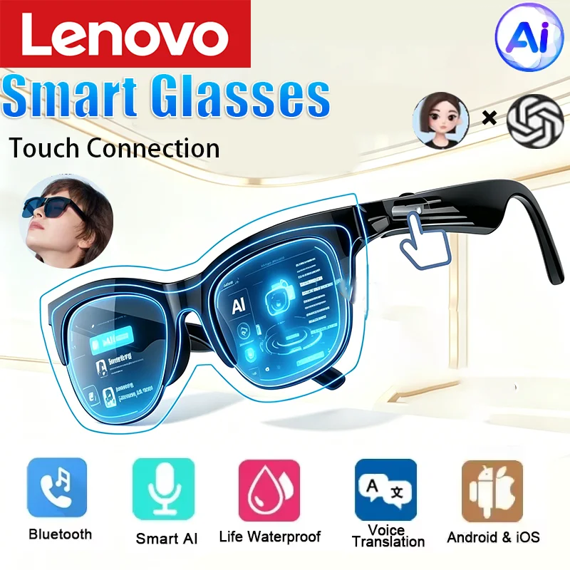 Lenovo Smart Glasses AI Translation Bluetooth Conversation Recording Listening To Music Smart Sunglasses for Men Women 2026 New
Lenovo Smart Glasses AI Translation Bluetooth Conversation Recording Listening To Music Smart Sunglasses for Men Women 2026 New