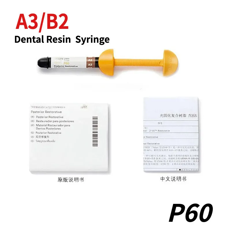 A3/B2 Dental Supplies Photocuring Composite Resin P60 Syringe 4g/Pcs Care Repair Filling Material High Hardness LabTools
A3/B2 Dental Supplies Photocuring Composite Resin P60 Syringe 4g/Pcs Care Repair Filling Material High Hardness LabTools