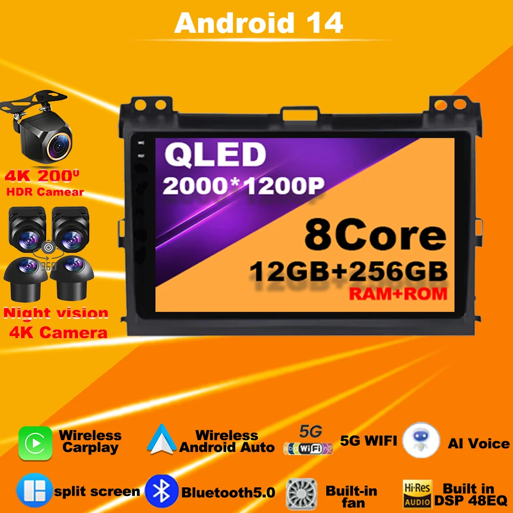 Car Radio Android 14 For Toyota Land Cruiser Prado 120 3 III For Lexus GX470 GX 470 J120 2002 - 2009 GPS Navigation 4G WIFI Auto
Car Radio Android 14 For Toyota Land Cruiser Prado 120 3 III For Lexus GX470 GX 470 J120 2002 - 2009 GPS Navigation 4G WIFI Auto