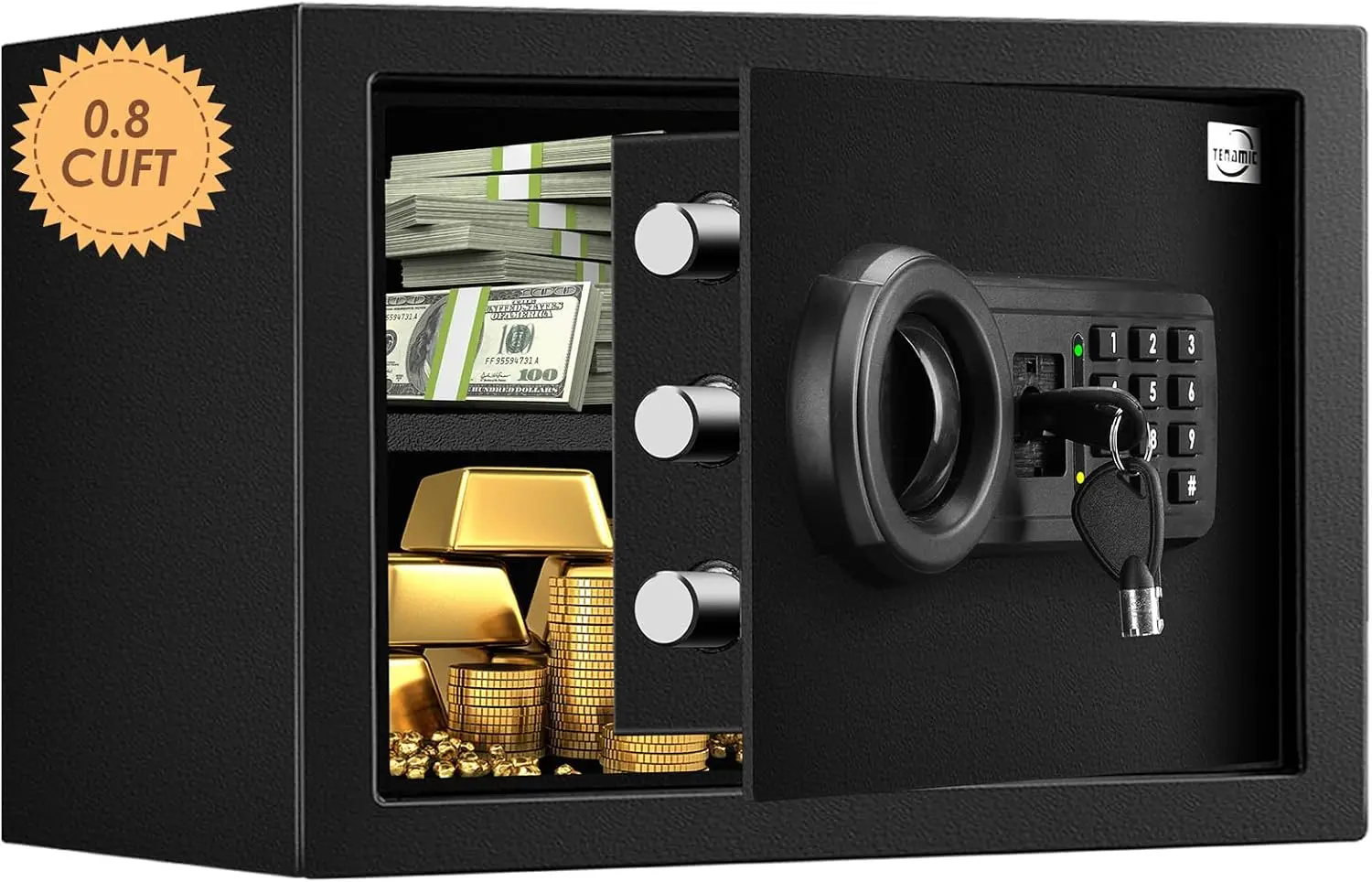 Fireproof Waterproof Home Safe 0.8 Cuft, Keypad Lock Box, Solid Steel Cabinet for Office Hotel Mini Safe, Black
Fireproof Waterproof Home Safe 0.8 Cuft, Keypad Lock Box, Solid Steel Cabinet for Office Hotel Mini Safe, Black
