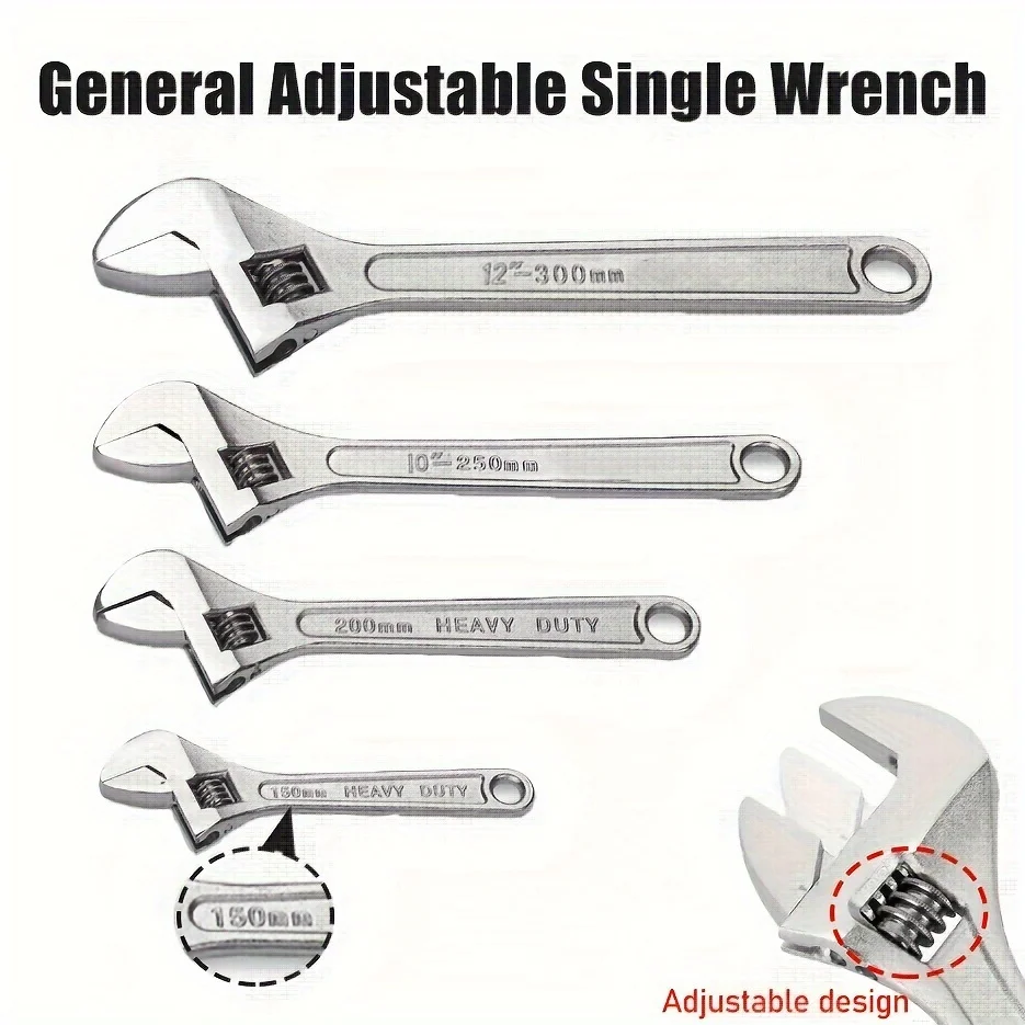 1pc General Adjustable Wrench Chrome-plated Industrial Grade High Carbon Steel Adjustable Wrench For Automotive Repairs
1pc General Adjustable Wrench Chrome-plated Industrial Grade High Carbon Steel Adjustable Wrench For Automotive Repairs