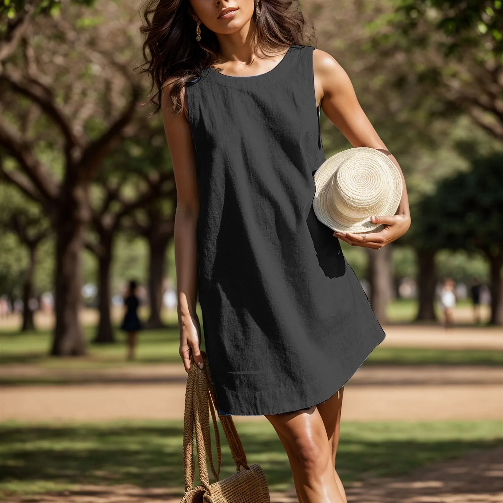 2024 Women's Solid Color Mini Dress Summer O-Neck Beach Streetwear Sleeveless Short Dresses Female Clothing Sundress Vestidos
2024 Women's Solid Color Mini Dress Summer O-Neck Beach Streetwear Sleeveless Short Dresses Female Clothing Sundress Vestidos
