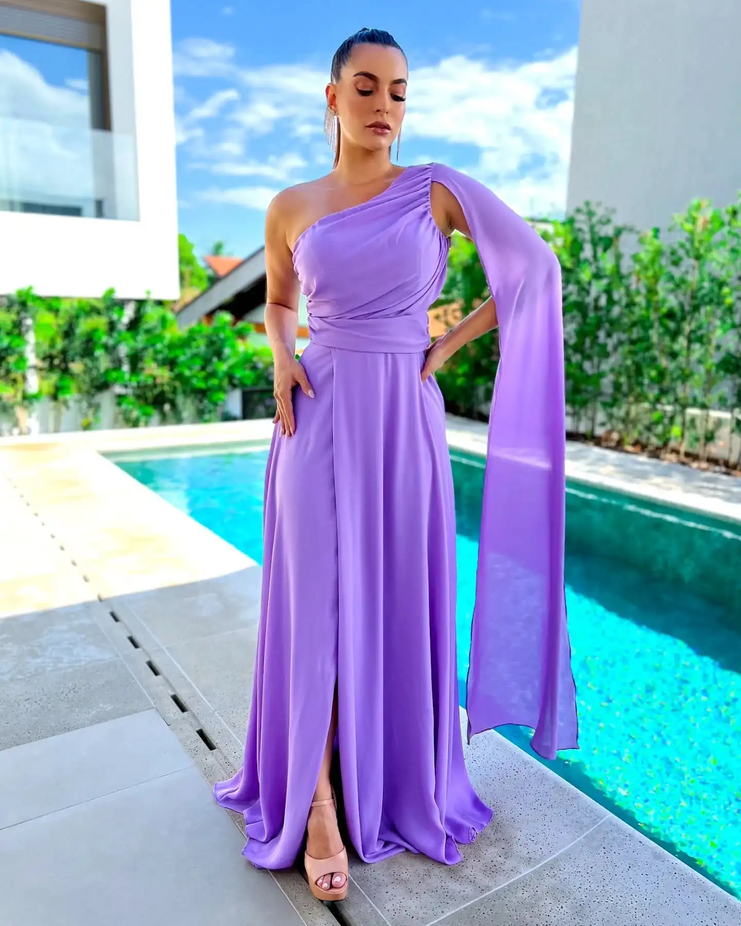Customized Modern One Shoulder Watteau Train Evening Dresses Fashion Chiffon Pleats Purple Vestido De Festa Vestido De Noche
Customized Modern One Shoulder Watteau Train Evening Dresses Fashion Chiffon Pleats Purple Vestido De Festa Vestido De Noche