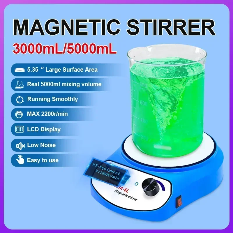 Xin Tester Magnetic Stirrer, LED Digital Magnetic Mixer, 3000/5000ml Magnetic Stir Plate with Stir Bar AC100-240V
Xin Tester Magnetic Stirrer, LED Digital Magnetic Mixer, 3000/5000ml Magnetic Stir Plate with Stir Bar AC100-240V