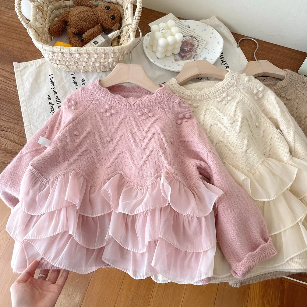 Girl Princess Lace Splicing Sweater Autumn and Winter Thick Warm Pullover Round Neck Knitted Sweater Children's Hoodie 2-7Years
Girl Princess Lace Splicing Sweater Autumn and Winter Thick Warm Pullover Round Neck Knitted Sweater Children's Hoodie 2-7Years
