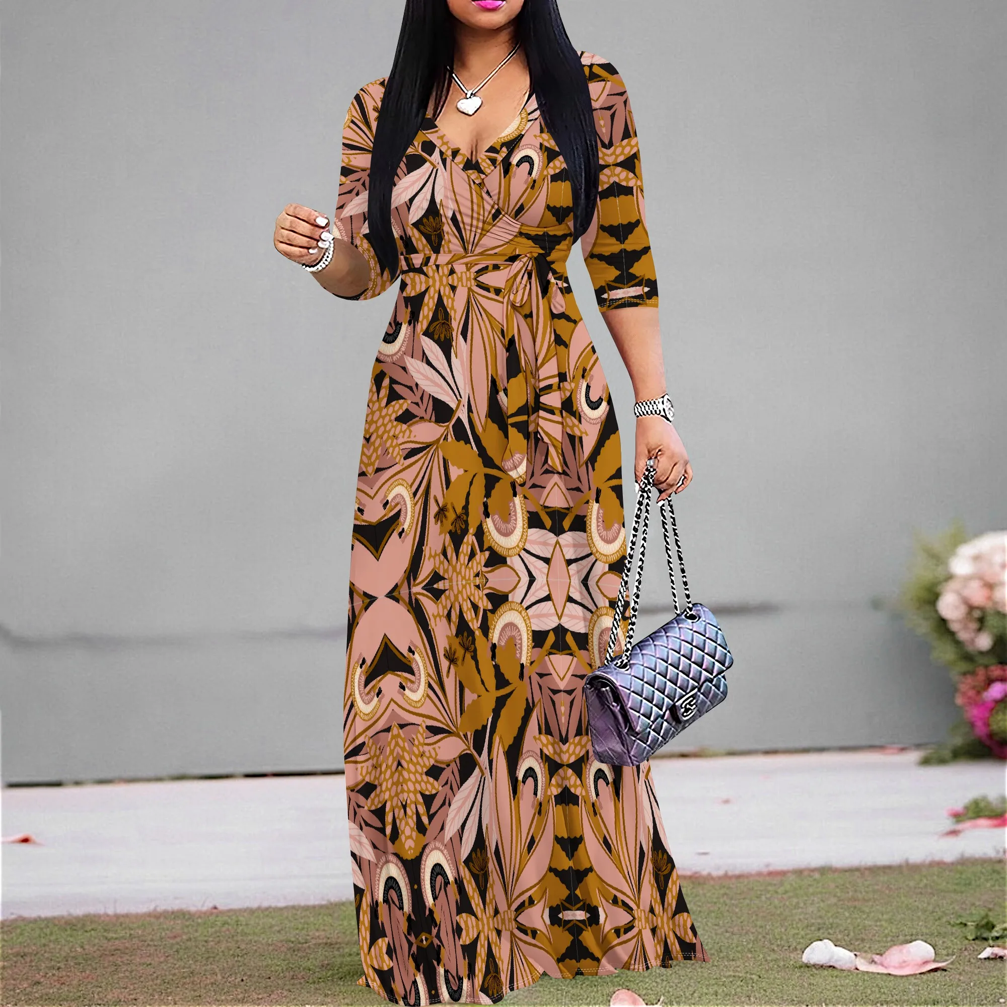 Vintage Bold Boho Flower Graphics Dresses for Women Casual Sexy V Neck 3/4 Sleeves Dress Ruched Belted Maxi Dress
Vintage Bold Boho Flower Graphics Dresses for Women Casual Sexy V Neck 3/4 Sleeves Dress Ruched Belted Maxi Dress