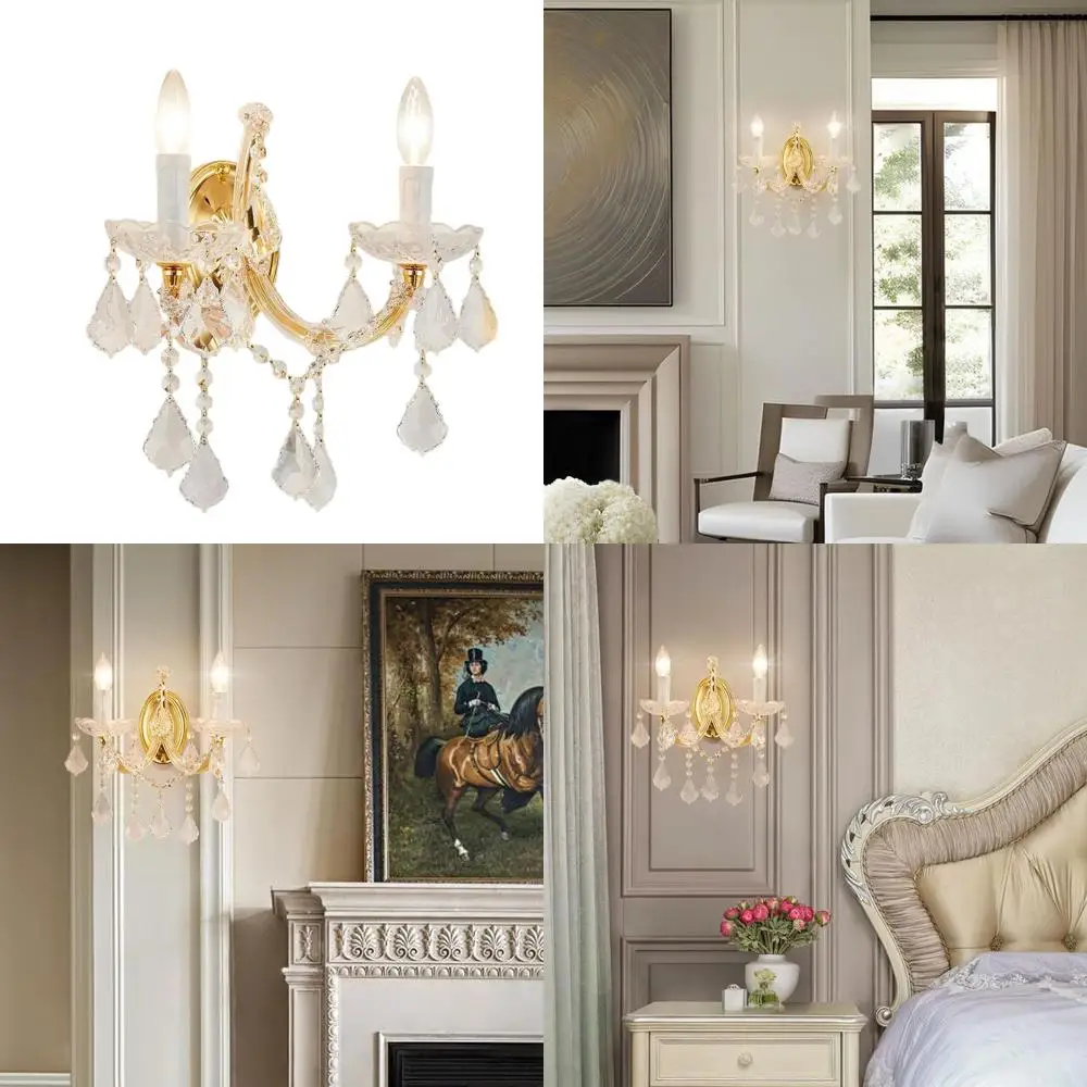 Modern 2-Light Crystal Wall Sconce, Bathroom & Living Room Light Fixtures, Maria Theresa Style Wall Lamp, Indoor Mounted Lightin
Modern 2-Light Crystal Wall Sconce, Bathroom & Living Room Light Fixtures, Maria Theresa Style Wall Lamp, Indoor Mounted Lightin