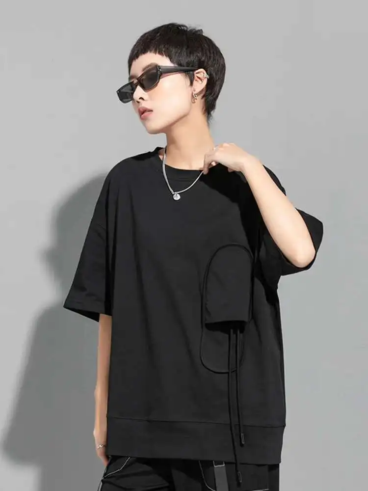 Women Black Pockets Bandage Big Size Casual T-shirt New Round Neck Short Sleeve Fashion Tide Spring Summer
Women Black Pockets Bandage Big Size Casual T-shirt New Round Neck Short Sleeve Fashion Tide Spring Summer