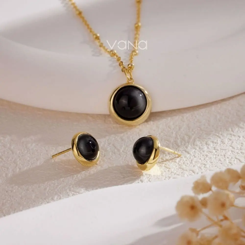 VANA New Trends Minimalist Round Black Agate Vintage 925 Sterling Silver 14K Gold Plated Bead Chain Necklaces Jewelry Set
VANA New Trends Minimalist Round Black Agate Vintage 925 Sterling Silver 14K Gold Plated Bead Chain Necklaces Jewelry Set