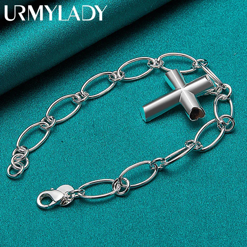 URMYLADY 925 Sterling Silver Cross Pendant Bracelet For Women Fashion Wedding Party Gift Charm Jewelry
URMYLADY 925 Sterling Silver Cross Pendant Bracelet For Women Fashion Wedding Party Gift Charm Jewelry