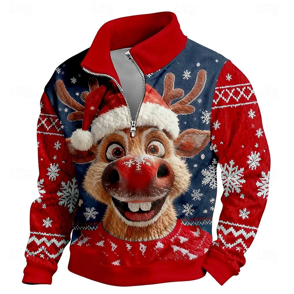 Christmas Men's Santa elk Sweatshirt Daily Stylish Long Sleeve Stand Collar Outdoor party Zipper Fall Winter Loose Men clothing
Christmas Men's Santa elk Sweatshirt Daily Stylish Long Sleeve Stand Collar Outdoor party Zipper Fall Winter Loose Men clothing