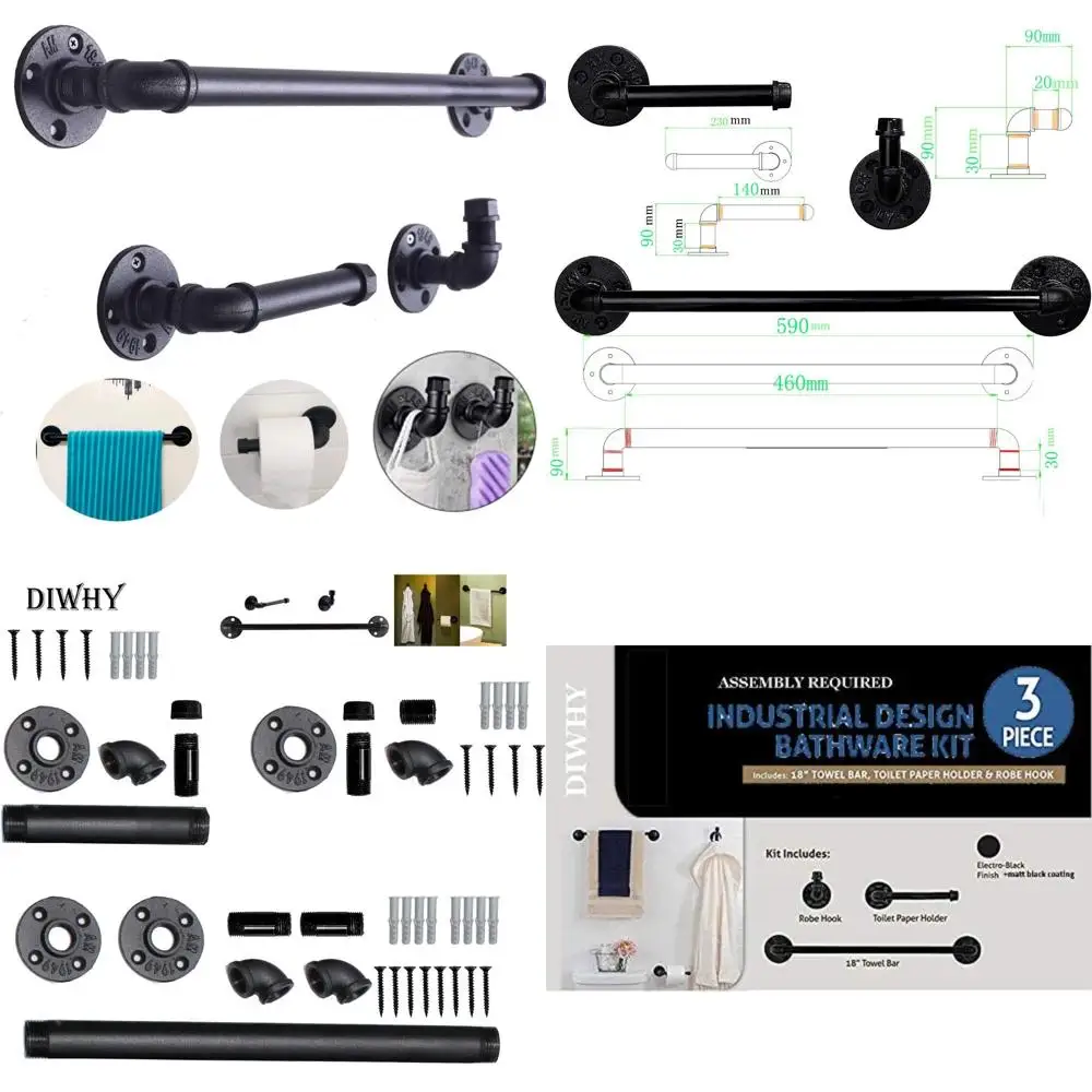 Bathroom Hardware Set - 3 Piece Industrial Pipe Style with Robe Hook, Towel Bar & Toilet Paper Holder
Bathroom Hardware Set - 3 Piece Industrial Pipe Style with Robe Hook, Towel Bar & Toilet Paper Holder