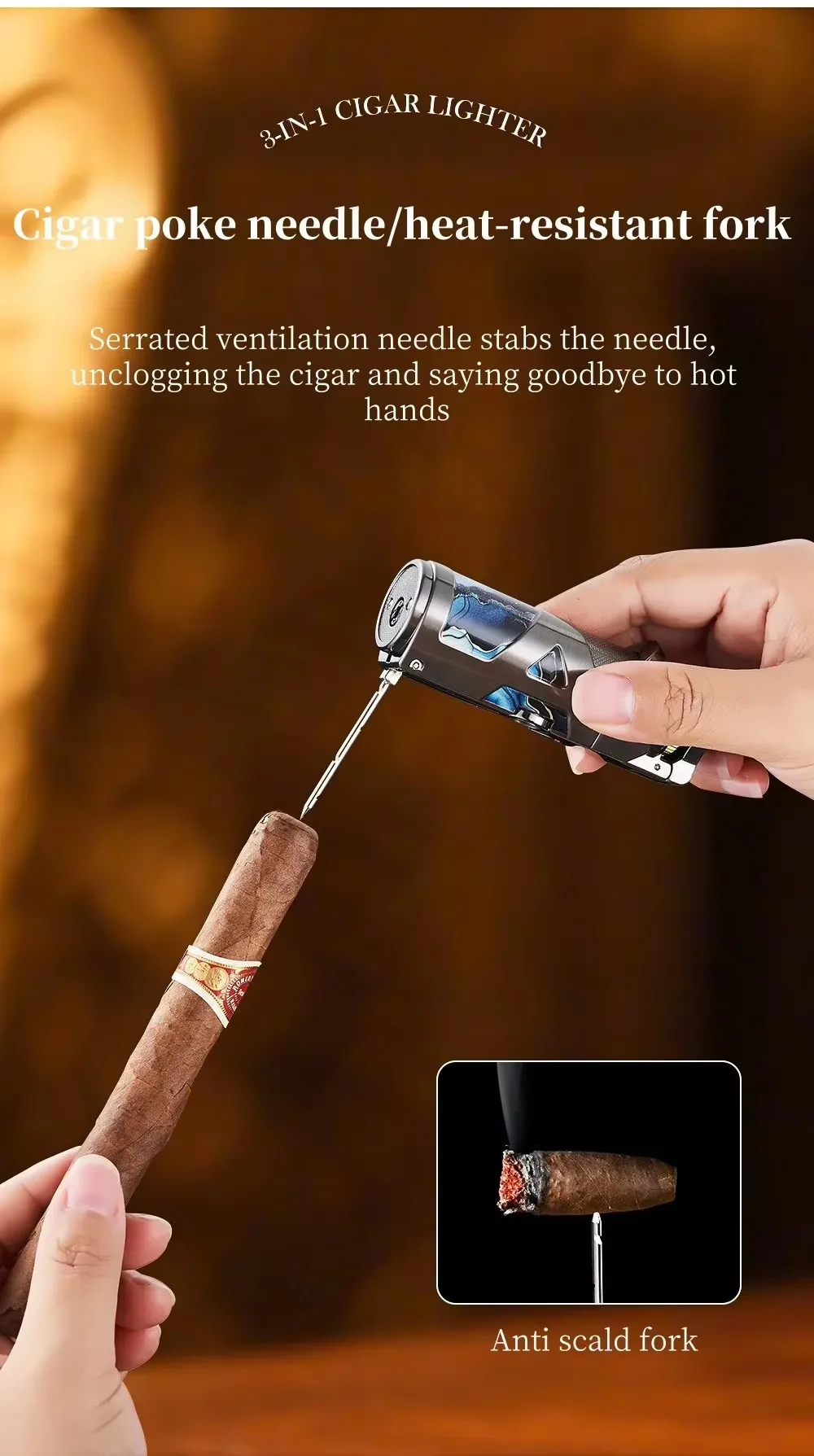 Jobon MultiFunctional Cigar Lighter Metal Windproof Blue Flame Swing Arm Design Folding Cigar Lighter Men's Cigarette Accessorie
Jobon MultiFunctional Cigar Lighter Metal Windproof Blue Flame Swing Arm Design Folding Cigar Lighter Men's Cigarette Accessorie