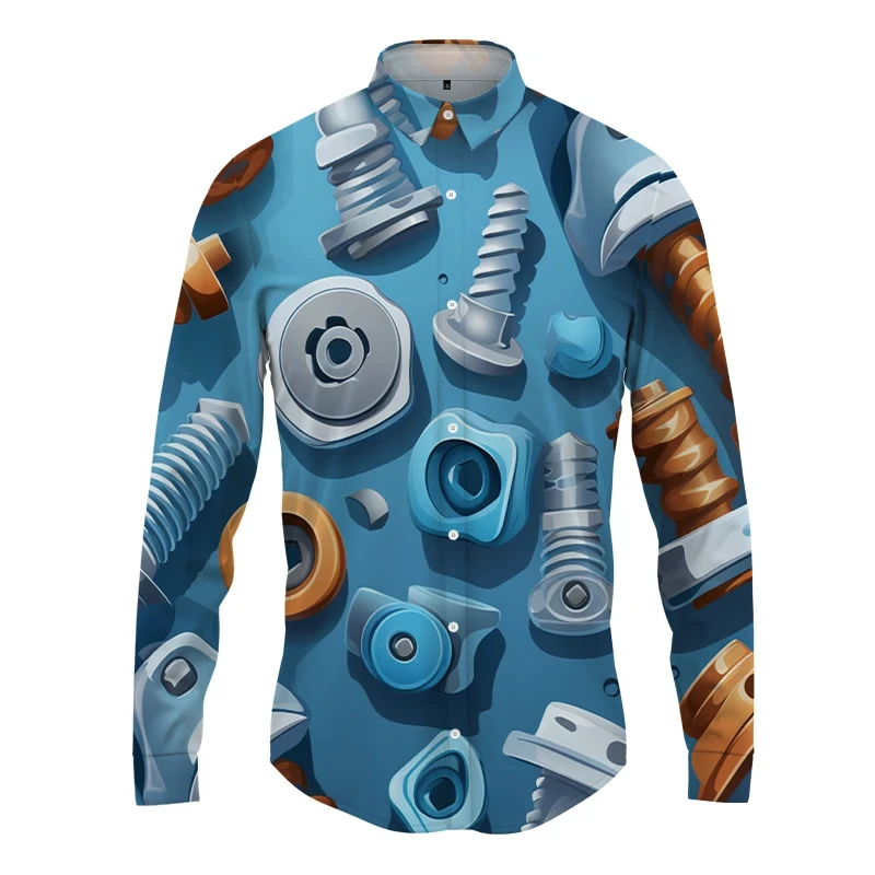 Fashion Casual Loose Long Sleeve Shirt Fun Screw 3D Printed Shirt Man Office Vacation Shirt Spring And Autumn Purple Tops Tees
Fashion Casual Loose Long Sleeve Shirt Fun Screw 3D Printed Shirt Man Office Vacation Shirt Spring And Autumn Purple Tops Tees