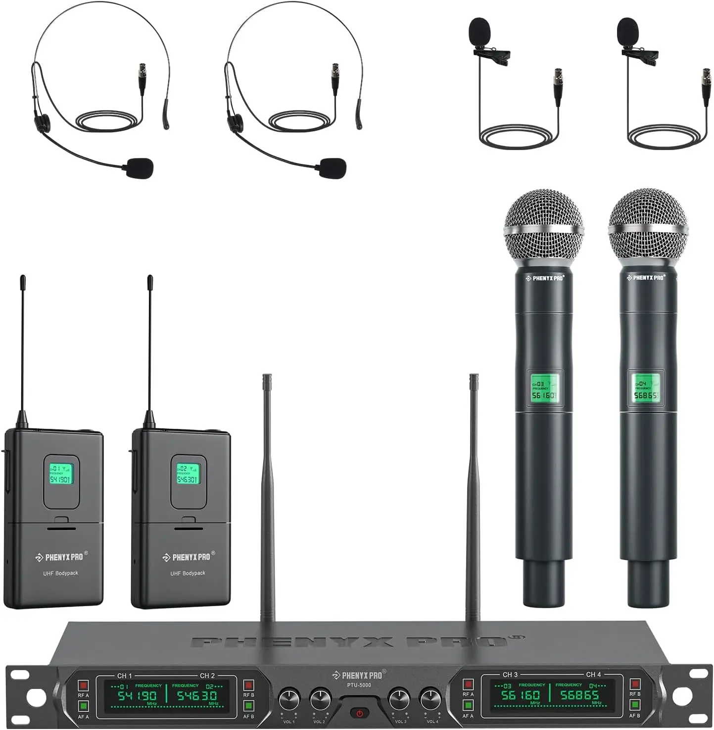 Wireless Microphone System 4 Channel UHF Wireless Mic Set with Handheld Bodypack Headset Lapel Mics Fixed Frequency Metal
Wireless Microphone System 4 Channel UHF Wireless Mic Set with Handheld Bodypack Headset Lapel Mics Fixed Frequency Metal