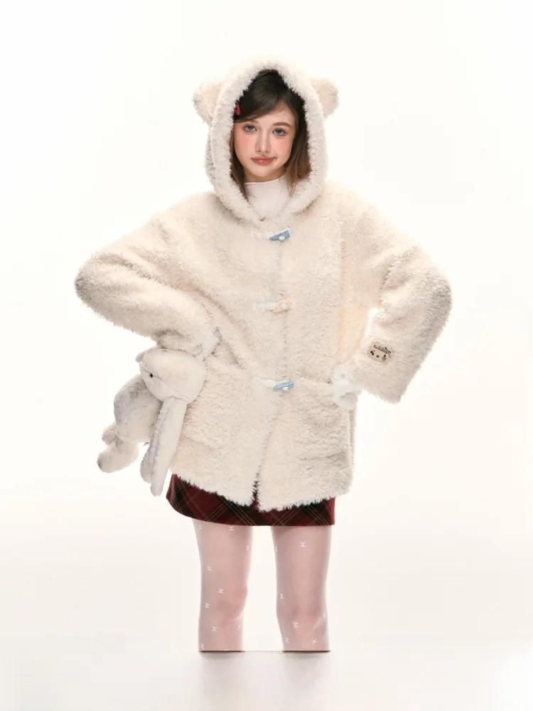 ELEVEN SP Autumn Winter Pure Color Fur Leather Integrated Women's Coat Buttoned Hooded Plush Warmth Long Coat for Youth
ELEVEN SP Autumn Winter Pure Color Fur Leather Integrated Women's Coat Buttoned Hooded Plush Warmth Long Coat for Youth