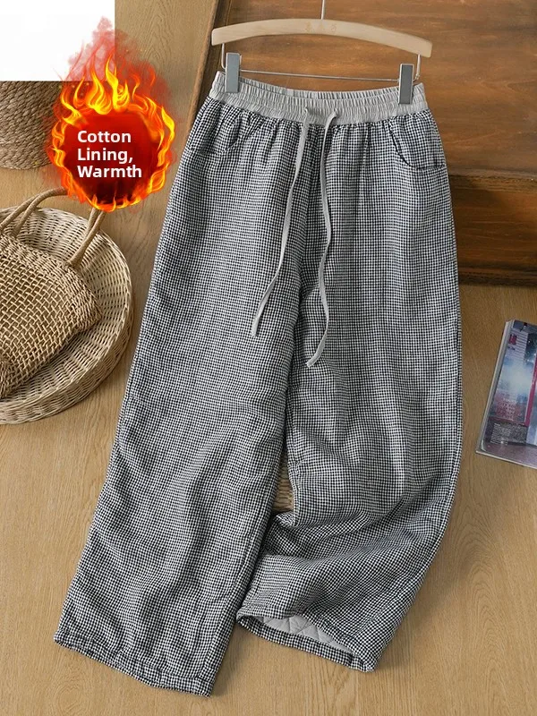 Thiened Cotton Wide Leg Pants Women's plus Size Trousers Elastic Waist Dstring Plaid Straight Cotton Pants Autumn Winter...
Thiened Cotton Wide Leg Pants Women's plus Size Trousers Elastic Waist Dstring Plaid Straight Cotton Pants Autumn Winter...