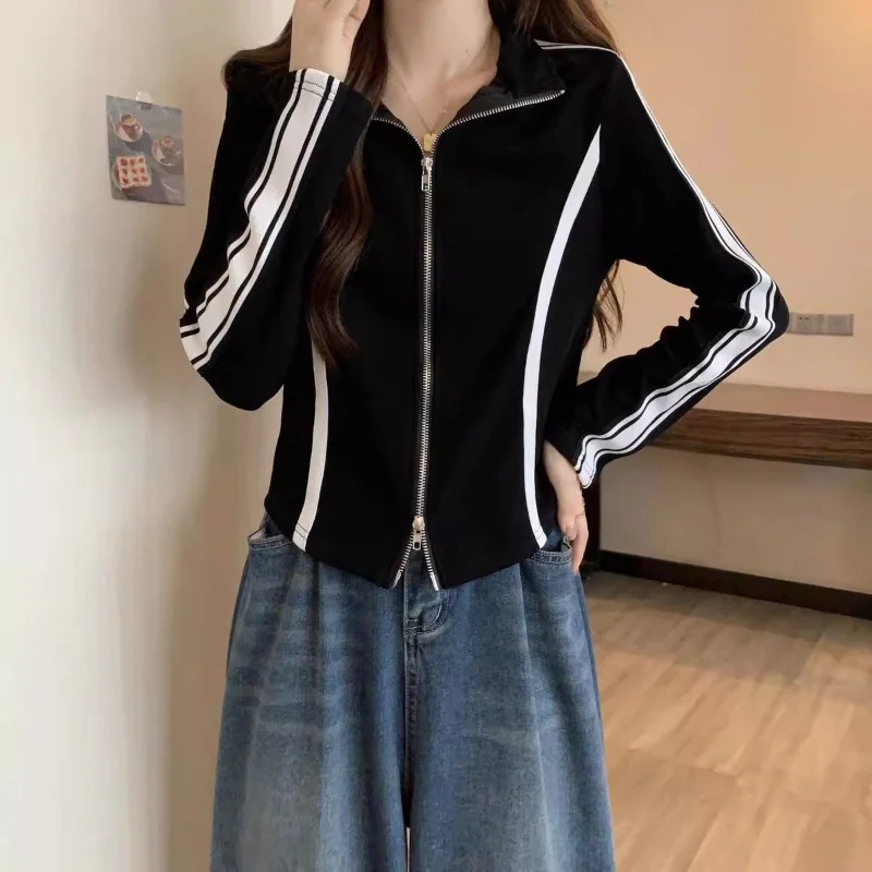 Женская осенне-зимняя короткая тонкая куртка, женский топ контрастного цвета с двойной молнией и длинными рукавами, кардиган
Женская осенне-зимняя короткая тонкая куртка, женский топ контрастного цвета с двойной молнией и длинными рукавами, кардиган