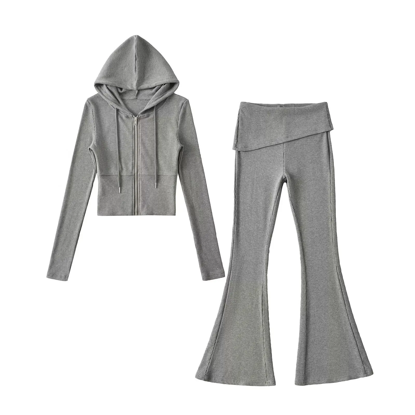 Spring Sports Hooded Knitted Sweatshirt 2 Piece Set for Women Fashion Solid Color Coat +High Waist Slim Fit Flared Pants
Spring Sports Hooded Knitted Sweatshirt 2 Piece Set for Women Fashion Solid Color Coat +High Waist Slim Fit Flared Pants