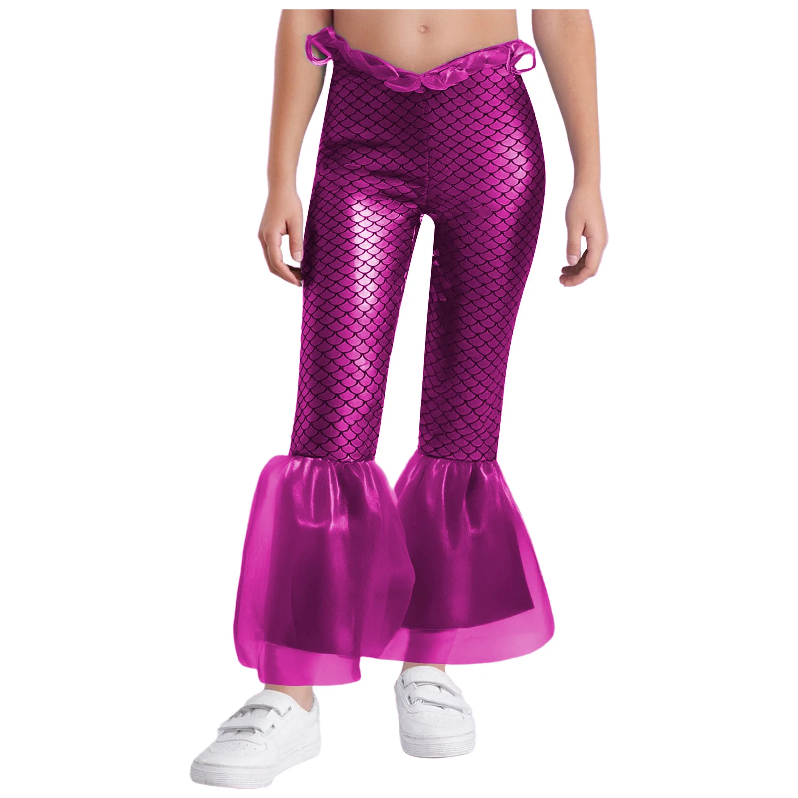 Расклешенные брюки русалки для девочек, тематическая вечеринка на Хэллоуин, карнавальный костюм, блестящая рыбья чешуя с принтом, эластичная талия, рюшами, расклешенный низ
Расклешенные брюки русалки для девочек, тематическая вечеринка на Хэллоуин, карнавальный костюм, блестящая рыбья чешуя с принтом, эластичная талия, рюшами, расклешенный низ
