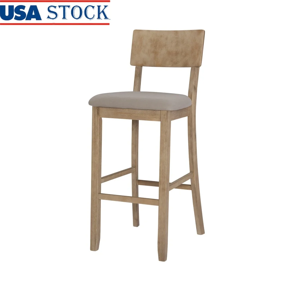 Acacia Wood Bar Stool with Padded Grey Linen Seat Rustic Antique Finish High Back Footrest Easy Assembly Dining Kitchen Counter
Acacia Wood Bar Stool with Padded Grey Linen Seat Rustic Antique Finish High Back Footrest Easy Assembly Dining Kitchen Counter