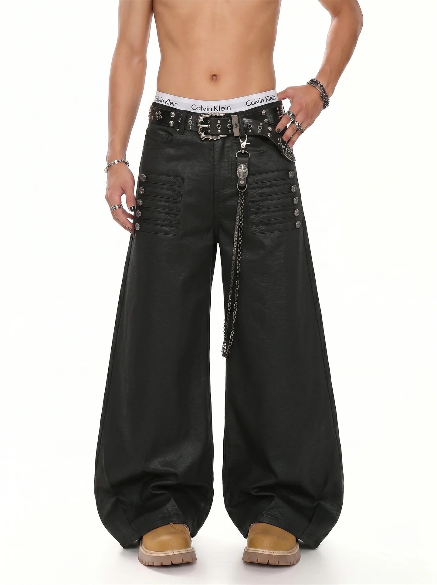 American High Street Style Men's Jeans with Button Decoration And Print Worn-look Wide Leg Design Summer New Fashion
American High Street Style Men's Jeans with Button Decoration And Print Worn-look Wide Leg Design Summer New Fashion