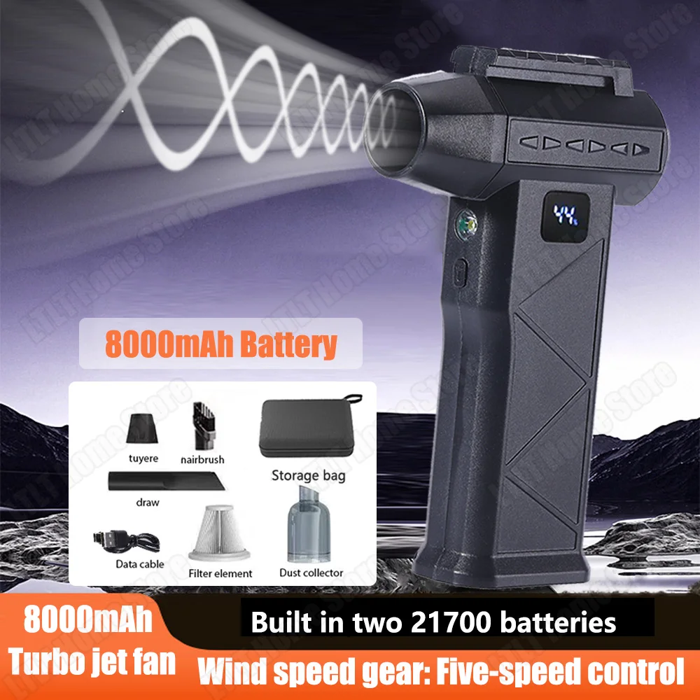 600000RPM Powerful Mini Turbo Jet Fan Air Blower ,8000mAh 58m/s Wind Brushless Duster leaf Removal Dryer keyboard
600000RPM Powerful Mini Turbo Jet Fan Air Blower ,8000mAh 58m/s Wind Brushless Duster leaf Removal Dryer keyboard