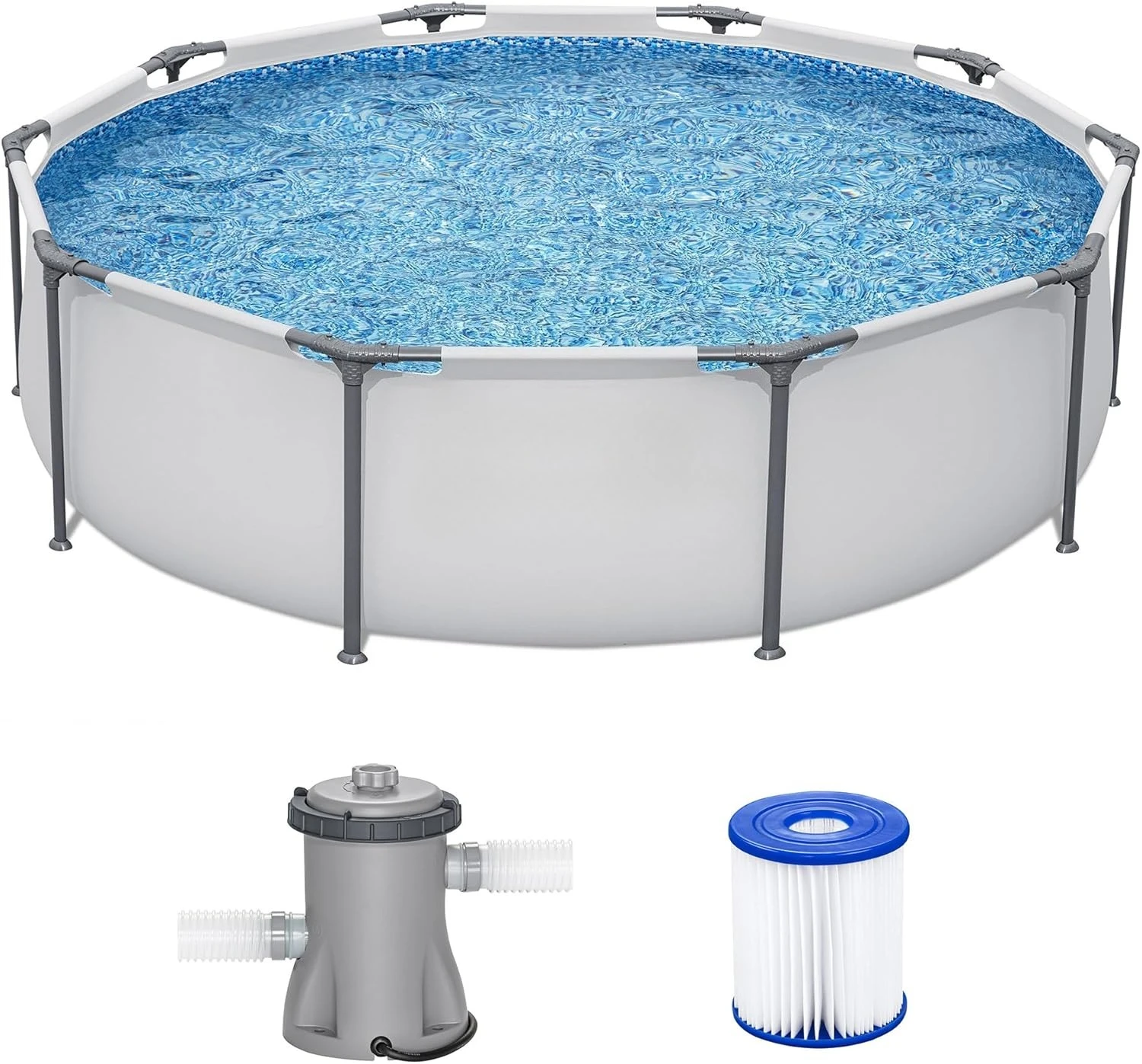 Steel Pro MAX 10' x 30" Above Ground Pool, Round Metal Frame Outdoor Swimming Pool Set with Filter Pump & Type I Cartridge, Gray
Steel Pro MAX 10' x 30" Above Ground Pool, Round Metal Frame Outdoor Swimming Pool Set with Filter Pump & Type I Cartridge, Gray
