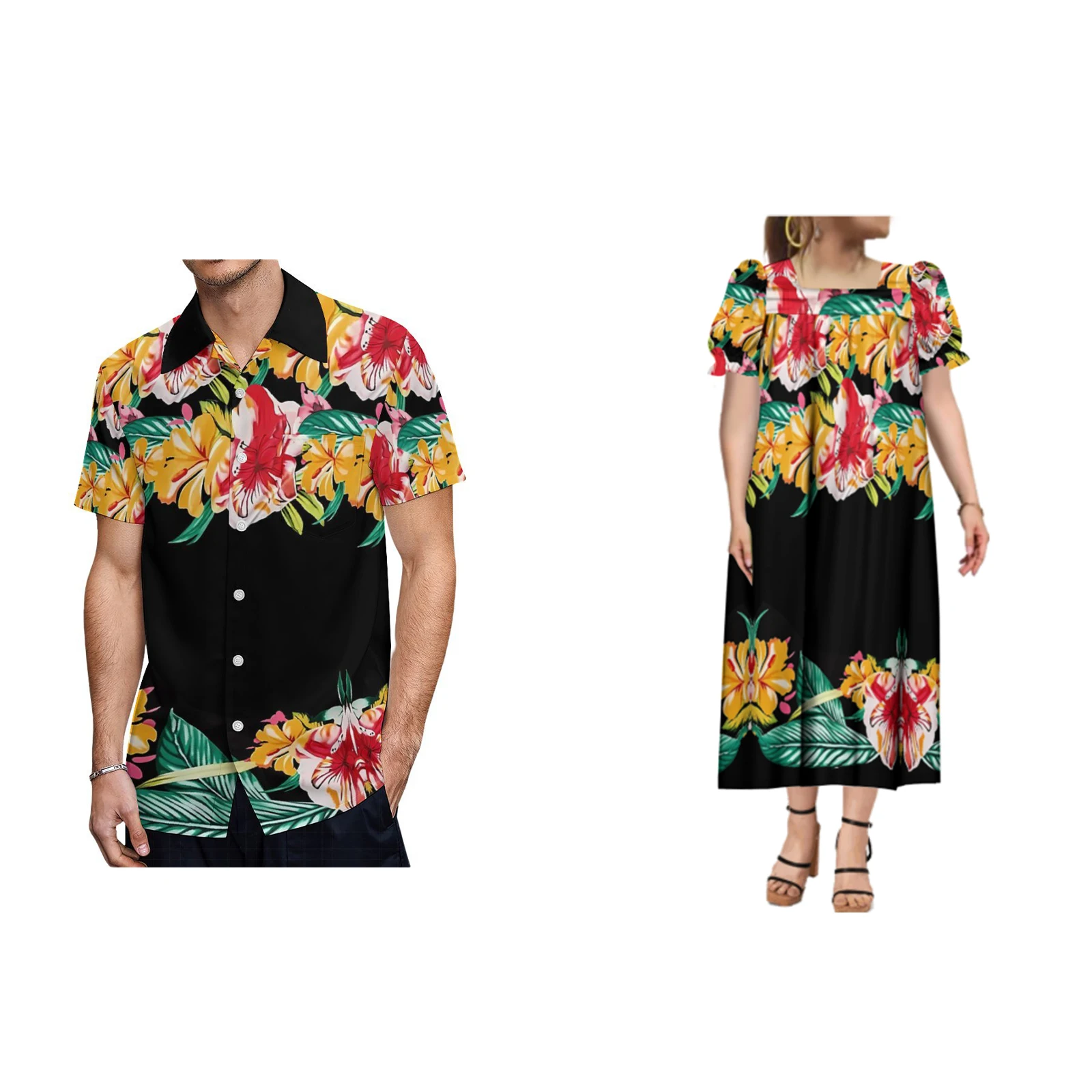 Mumu Women Short Sleeve Long Dress Micronesian Tribal Traditional Dress With Men'S Shirt Polynesian Custom Couple Suit
Mumu Women Short Sleeve Long Dress Micronesian Tribal Traditional Dress With Men'S Shirt Polynesian Custom Couple Suit