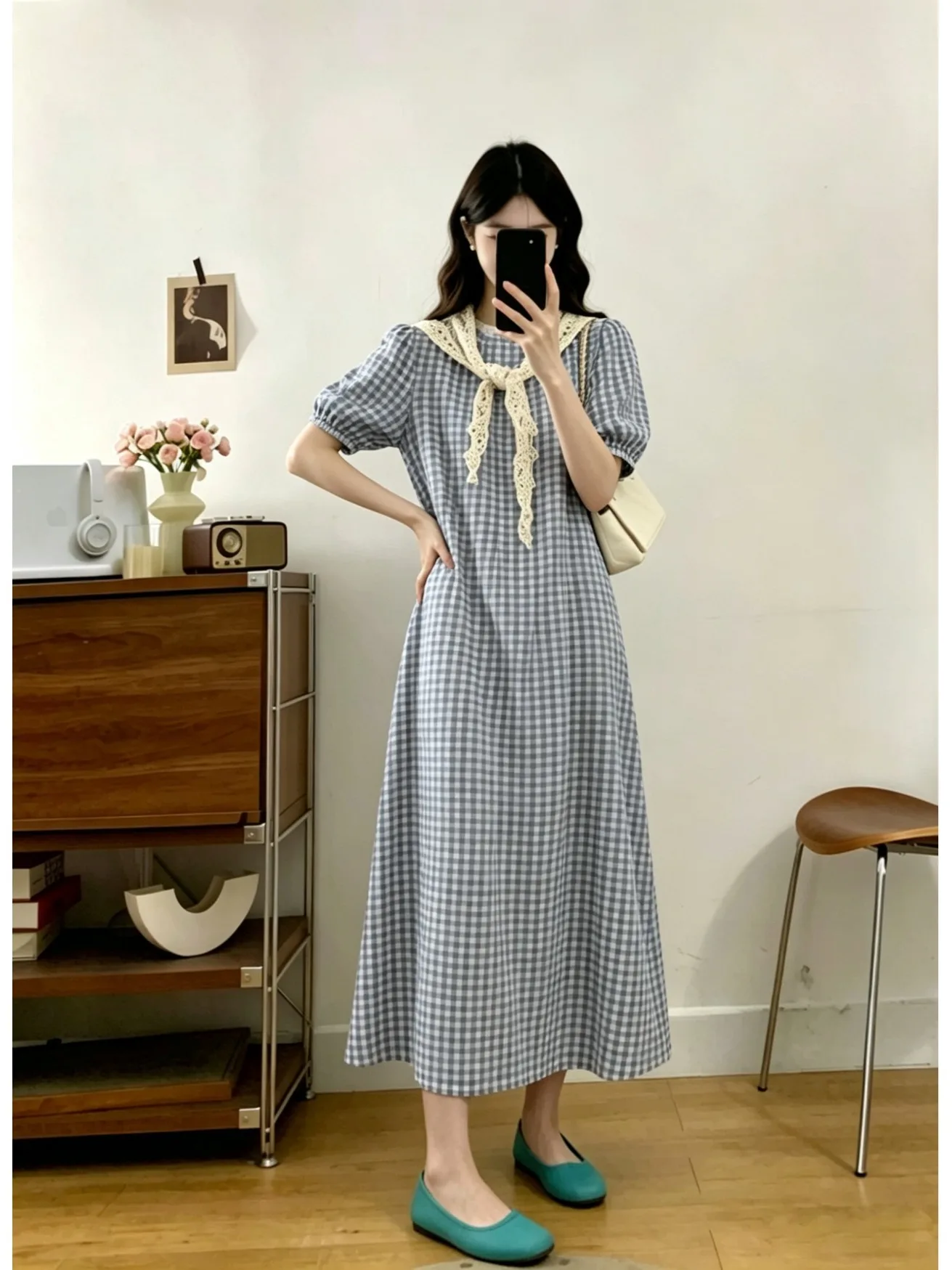 Blue Plaid Maxi Dress with Shawl Loose Fitting Slimming Design Summer New Style Korean Style Commute Casual Long Dress
Blue Plaid Maxi Dress with Shawl Loose Fitting Slimming Design Summer New Style Korean Style Commute Casual Long Dress
