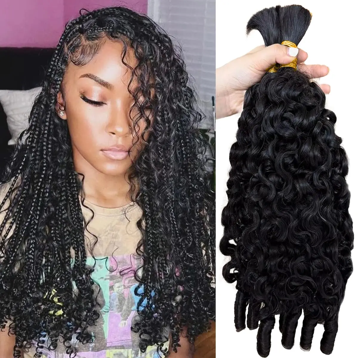 Human Braiding Hair for Boho Braids Water Wave Bundles Burmese Curly Spiral Curly Ends Bulk Virgin Hair Extensions Natural Black
Human Braiding Hair for Boho Braids Water Wave Bundles Burmese Curly Spiral Curly Ends Bulk Virgin Hair Extensions Natural Black