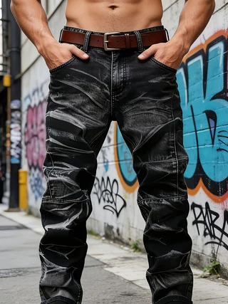 Men's retro black-grey slim-fit jeans, street casual style, tailored slim silhouette, soft comfortable denim fabric, versatile a
Men's retro black-grey slim-fit jeans, street casual style, tailored slim silhouette, soft comfortable denim fabric, versatile a