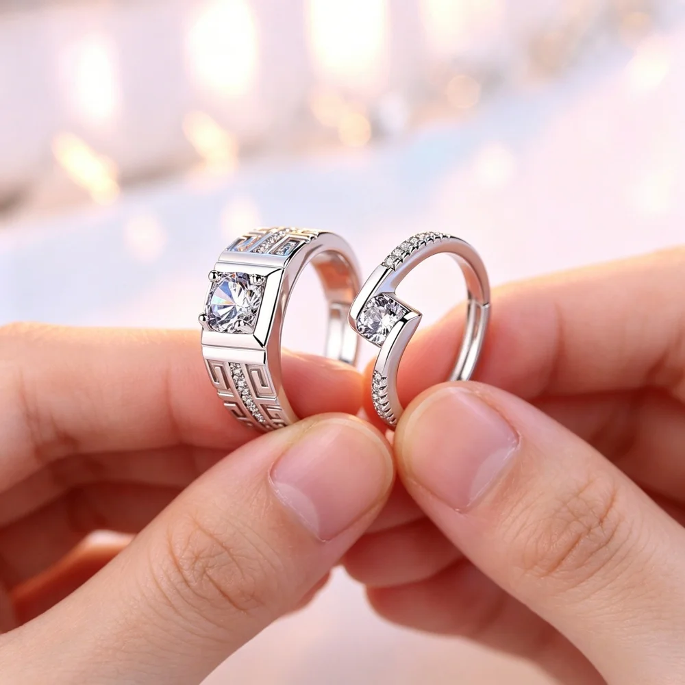 925 Sterling Silver Couple Rings Set Adjustable Zircon Rings for Men Women Wedding Engagement Jewelry Valentine's Day Gift
925 Sterling Silver Couple Rings Set Adjustable Zircon Rings for Men Women Wedding Engagement Jewelry Valentine's Day Gift