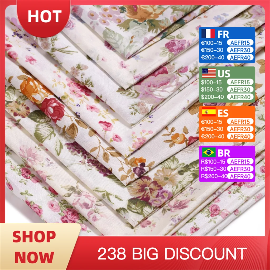 Polyester Fabric Flowers Printed Cloth DIY handmade needlework Clothing dress doll quilting Sewing patchwork materials
Polyester Fabric Flowers Printed Cloth DIY handmade needlework Clothing dress doll quilting Sewing patchwork materials