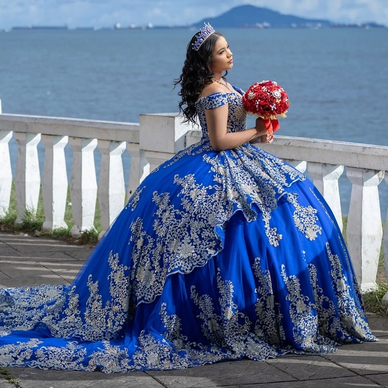 Royal Blue Shiny Quinceanera Dresses Off The Shoulder Sequin Applique Lace Beading Tull Corset Party Birthday Sweet 16 Dress
Royal Blue Shiny Quinceanera Dresses Off The Shoulder Sequin Applique Lace Beading Tull Corset Party Birthday Sweet 16 Dress