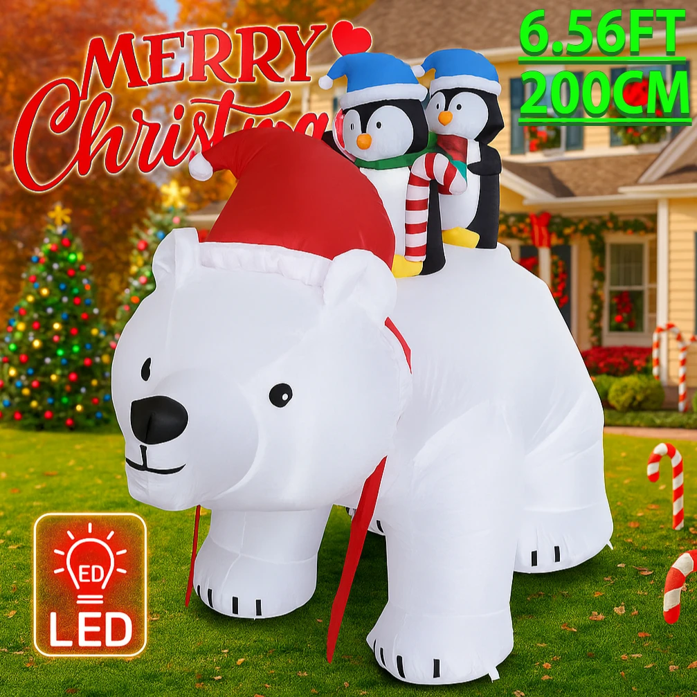 6.56FT Outdoor Holiday Decoration Christmas Inflatable Shakable Bear Toy Penguin With LED Lights Yard Decor Home Decor Ornaments
6.56FT Outdoor Holiday Decoration Christmas Inflatable Shakable Bear Toy Penguin With LED Lights Yard Decor Home Decor Ornaments