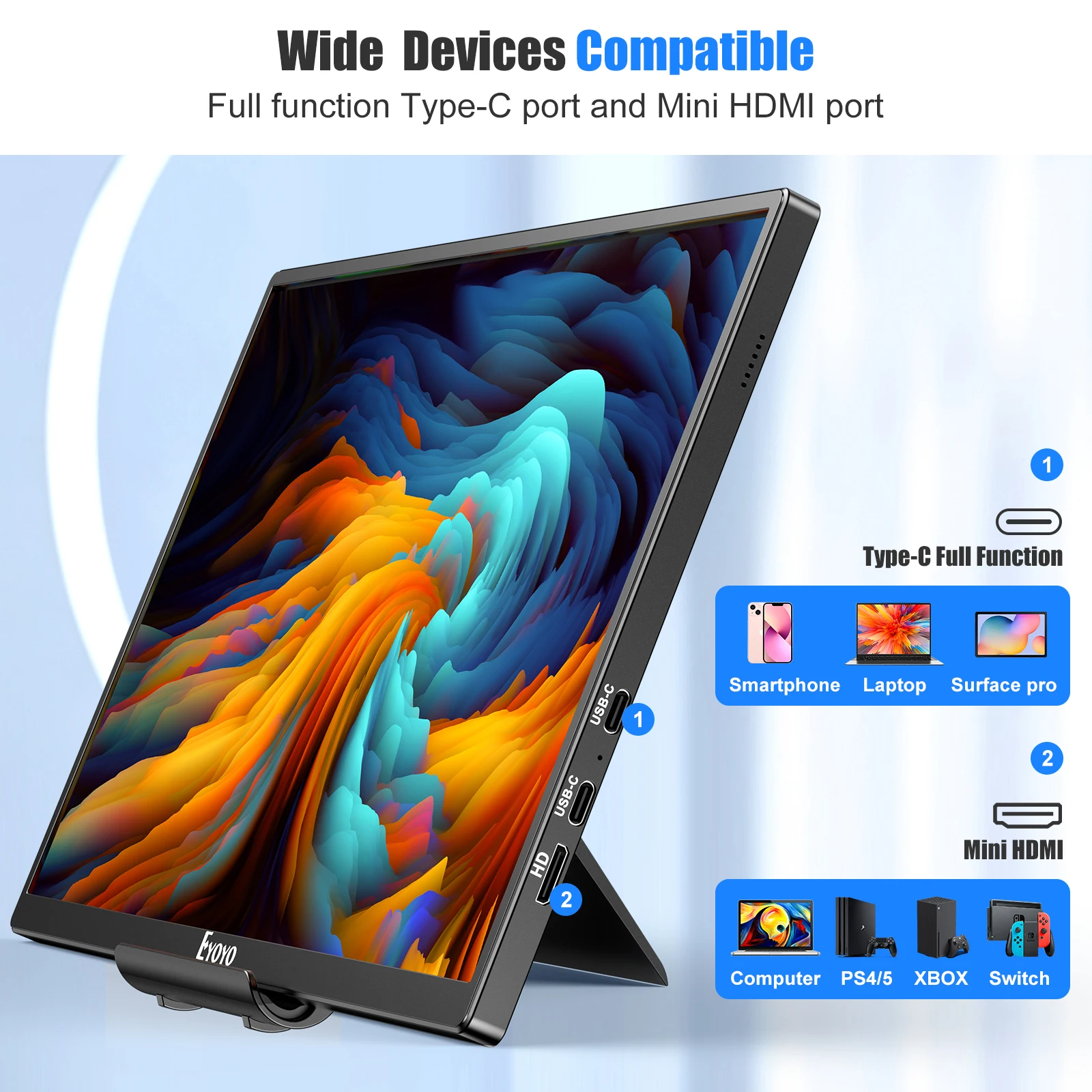 Eyoyo 10.5'' External Portable Monitor 1920x1280 HD Gaming Display for Laptop PC Phone Xbox PS4 100%sRGB With HDMI USB-C Port
Eyoyo 10.5'' External Portable Monitor 1920x1280 HD Gaming Display for Laptop PC Phone Xbox PS4 100%sRGB With HDMI USB-C Port