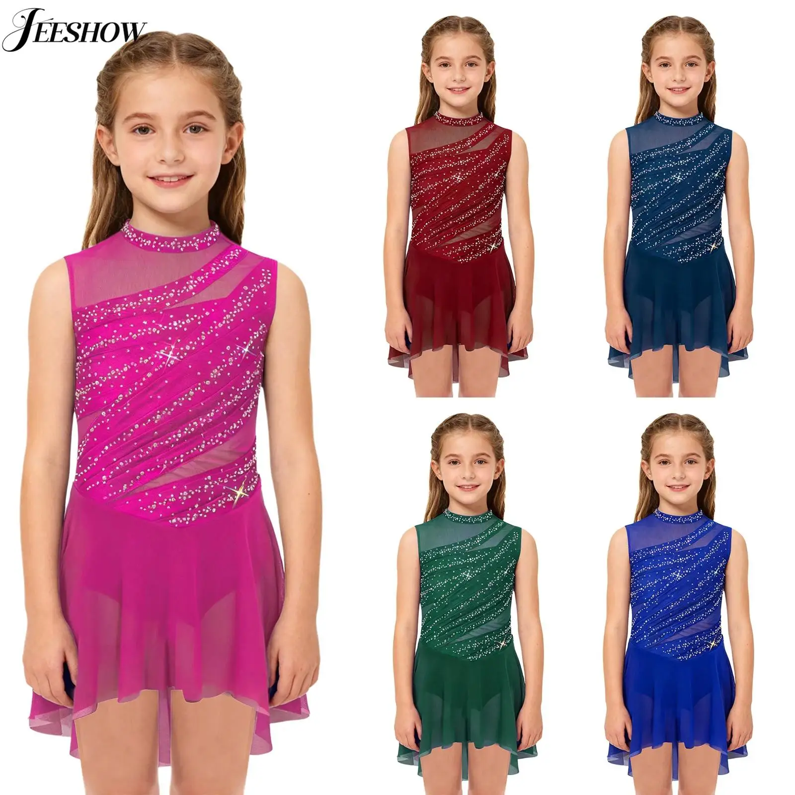 Детский лирический танцевальный костюм для девочек, сетчатое лоскутное платье без рукавов с высоким и низким подолом, танцевальная одежда для фигурного катания
Детский лирический танцевальный костюм для девочек, сетчатое лоскутное платье без рукавов с высоким и низким подолом, танцевальная одежда для фигурного катания