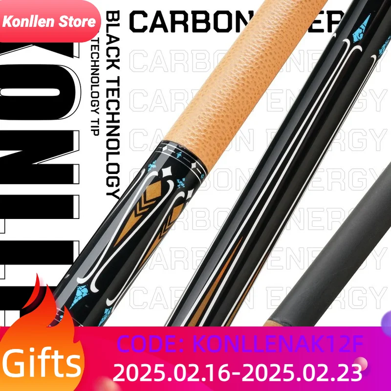 KONLLEN Billiard Carbon Fiber Pool Cue Stick 12.5mm Tip 3*8/8 Joint Pin Professional Taper Leather Grip Billar Kit with Case
KONLLEN Billiard Carbon Fiber Pool Cue Stick 12.5mm Tip 3*8/8 Joint Pin Professional Taper Leather Grip Billar Kit with Case