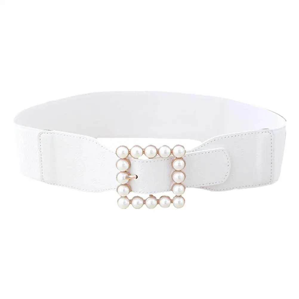 Pearl Square Buckle Belt White Elastic Waistb for Women Fashion Corset Pearl Waistbelt Ladies Cummerbund Decorative
Pearl Square Buckle Belt White Elastic Waistb for Women Fashion Corset Pearl Waistbelt Ladies Cummerbund Decorative