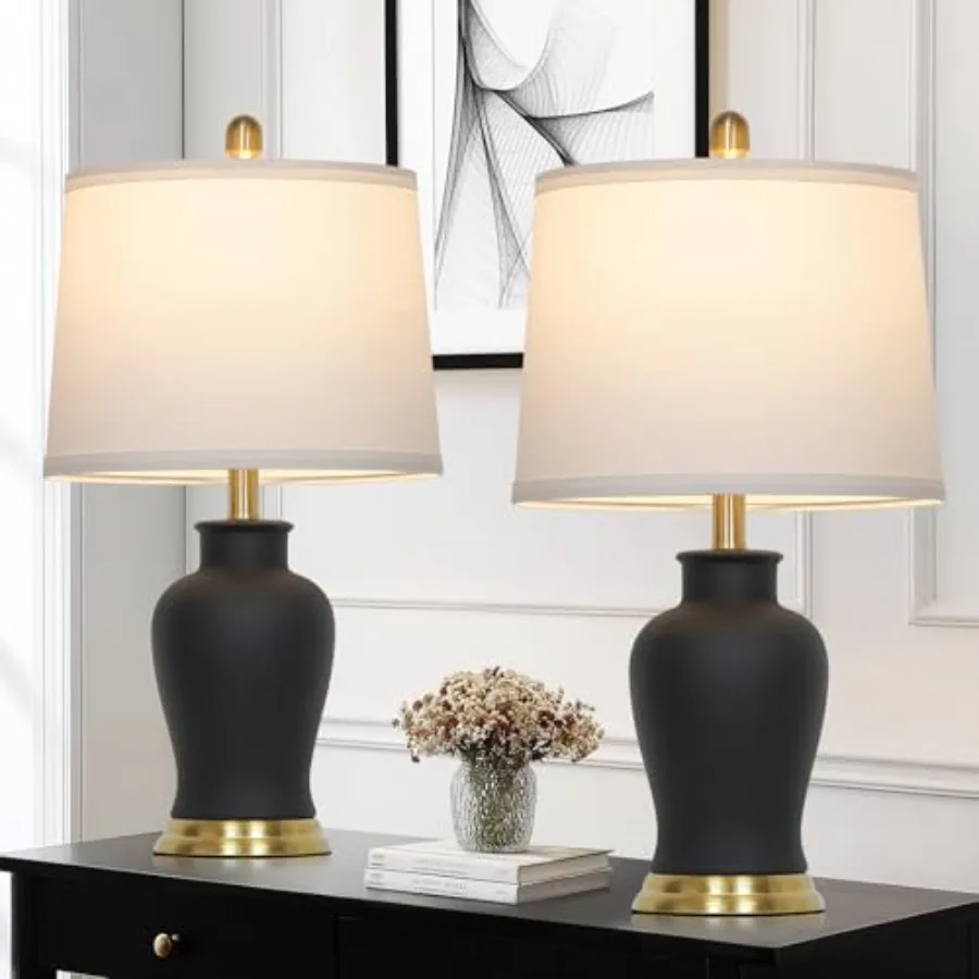 23" Modern Ceramic Table Lamps Set of 2, Farmhouse Table Lamps for Living Room, Classic Bedside Lamp with Ginger Jar Design, El
23" Modern Ceramic Table Lamps Set of 2, Farmhouse Table Lamps for Living Room, Classic Bedside Lamp with Ginger Jar Design, El