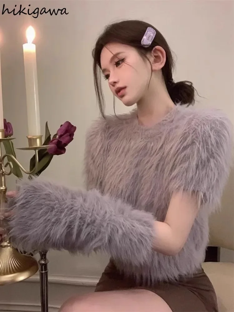 2025 Women Clothing Furry Pullovers O-neck with Sleeve Fashion Jumper Korean Sueter Mujer Knitted Casual Cropped Sweater Tops
2025 Women Clothing Furry Pullovers O-neck with Sleeve Fashion Jumper Korean Sueter Mujer Knitted Casual Cropped Sweater Tops