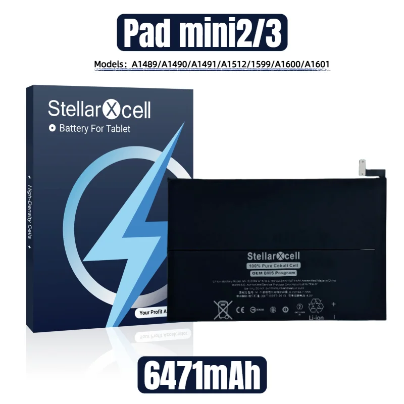 StellarXcell Tablet OEM BMS Flex Battery для iPad Mini 2 3 4 A1489 A1490 A1491 A1512 A1599 A1600 A1601 A1538 A1550 A1546
StellarXcell Tablet OEM BMS Flex Battery для iPad Mini 2 3 4 A1489 A1490 A1491 A1512 A1599 A1600 A1601 A1538 A1550 A1546