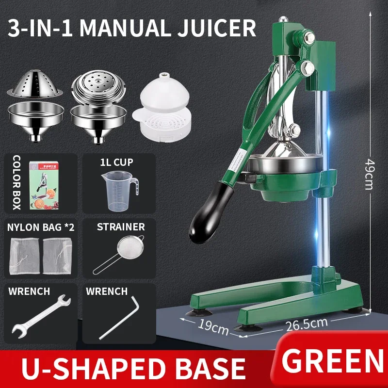 Manual Juicer Pulp-Free Juice For Citrus, Apples, and Watermelon Interchangeable Juicing Heads Stainless Steel Juicer
Manual Juicer Pulp-Free Juice For Citrus, Apples, and Watermelon Interchangeable Juicing Heads Stainless Steel Juicer